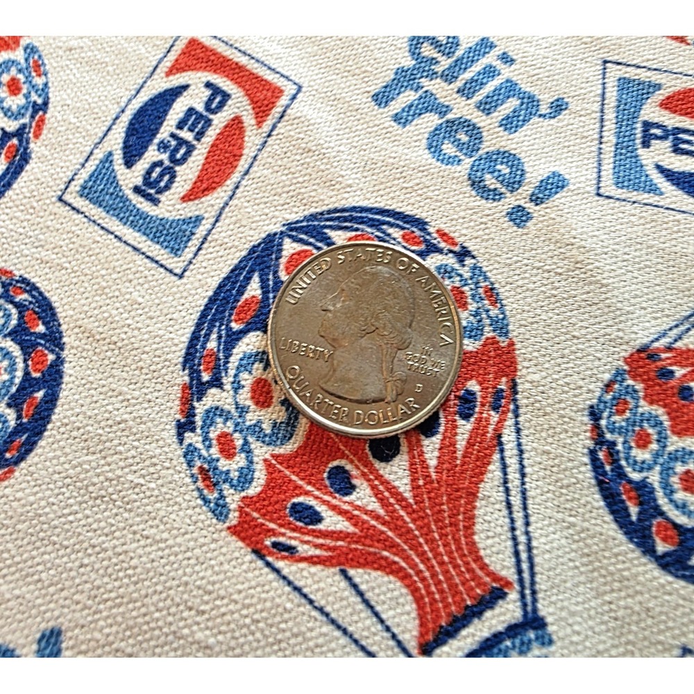 Vintage 1974 Pepsi People Feelin' Free Hot Air Balloon Motif Cotton Fabric BTY - Picture 3 of 4
